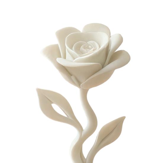 Nordic Style Flowers 3D Printed Artificial Flower Ornaments, Matte White Rose Figurine with Realistic Open Petals, Modern Ornament Minimalist