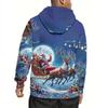 Modischer Herren-Weihnachts-Hoodie mit Kordelzug aus Polyestergewebe für festliche Kleidung Langärmlig 3D-gedruckt