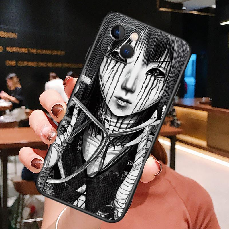 Horror Manga Style Phone Case For iPhone 16 Pro Max 15 13 12 11 14 Pro Max Plus 12 13 Mini XR 16e Funda Cover