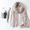 105*190cm One Piece Women Oversize Solid Plain Scarf Shawls Head Wraps Viscose Cashmere Muslim Frayed Hijabs Pashmina