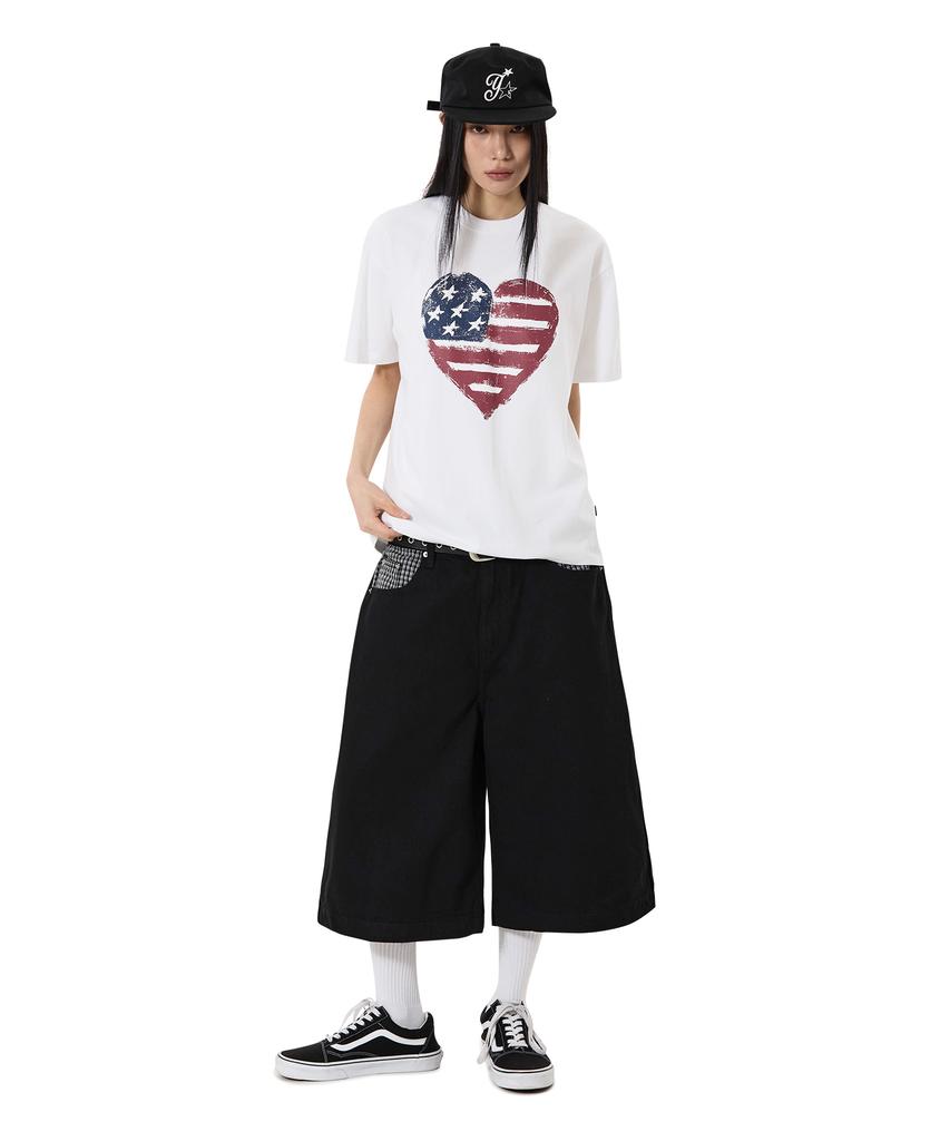Opeunyadeu(Owai) American Heart Print Tee - White