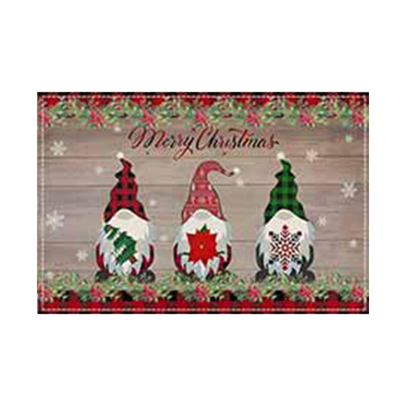 Christmas Snowman Snowflake Plaid Table Mats - Festive Insulated Linen Tablecloth for Party Decoration
