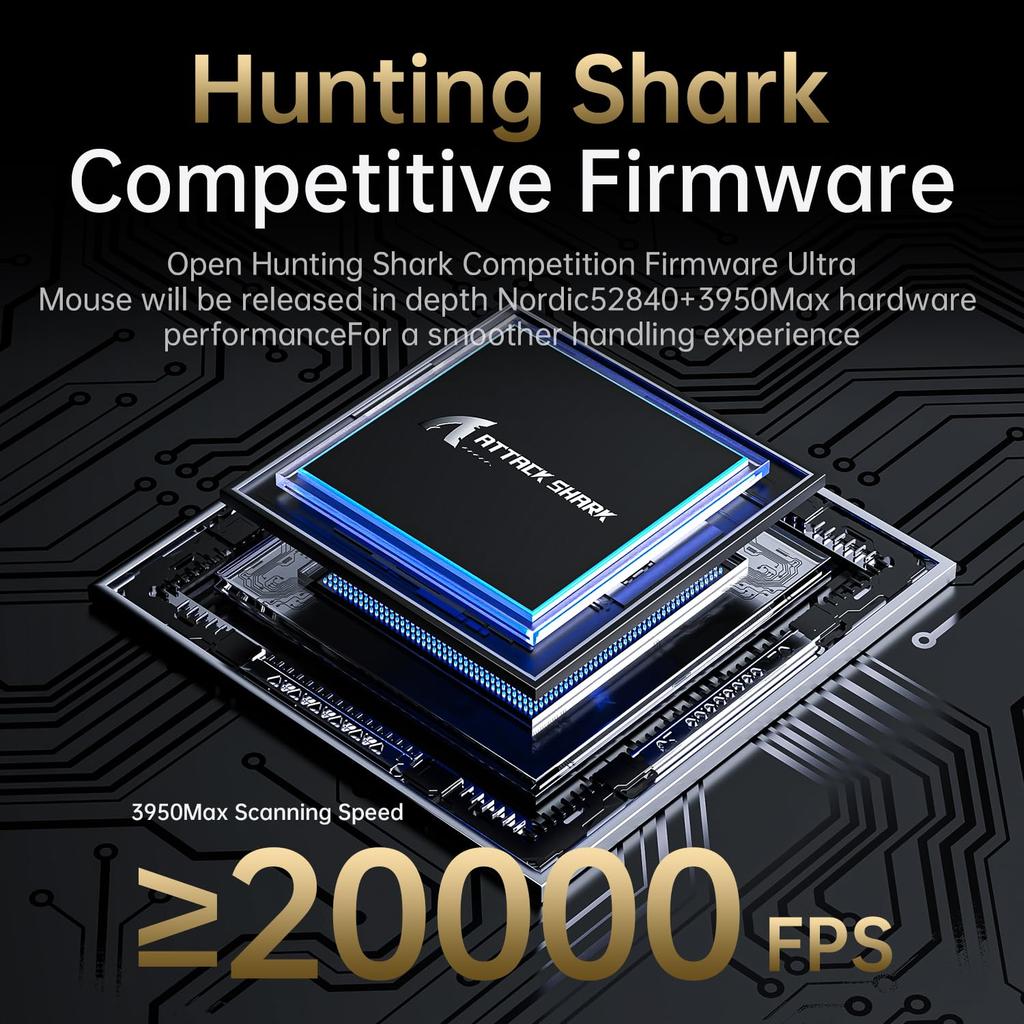 ATTACK SHARK V5 Gaming Mouse, Wireless, 8000Hz Polling Rate, Ultra-Lightweight, Tri-Mode, PAW3950MAX Sensor, 42000 DPI, Large Mouse, Symmetrical