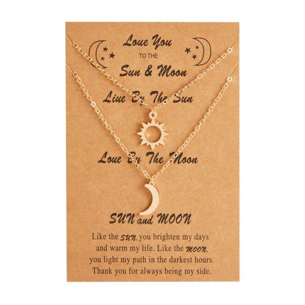 

Charm Moon Sun Couple Necklace Stainless Steel Hollow Butterfly Heart Pendant Link Chain Necklace For Women Men Family Jewelry 45-50cm золотой