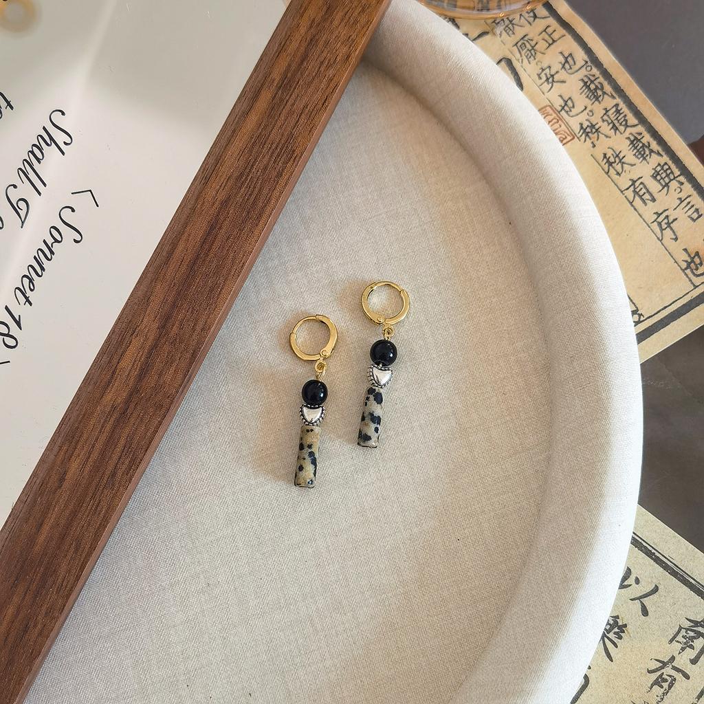Original Design Natural Stone Real Coffee Bean Ceramic Handmade Earrings Collection Niche Design Coffee Stud Earrings