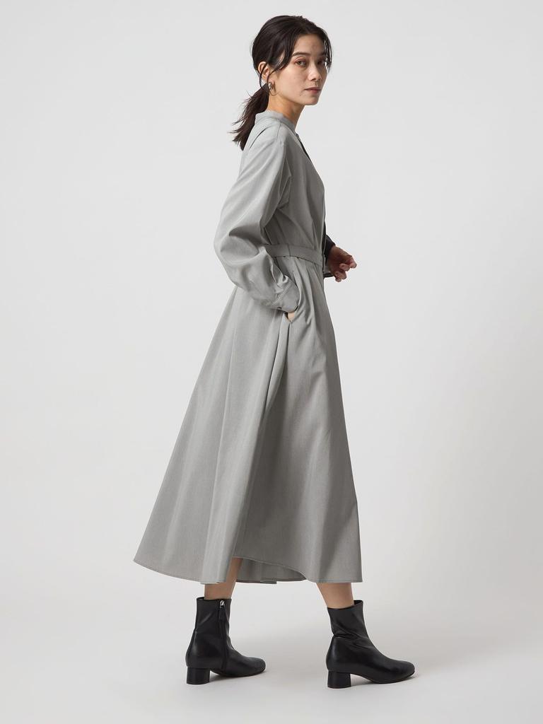 United Arrows Green Label Relaxing Waist Belt Long Sleeve Dress, Machine Washable, 35261992747 7900 Navy (79) Free Shipping