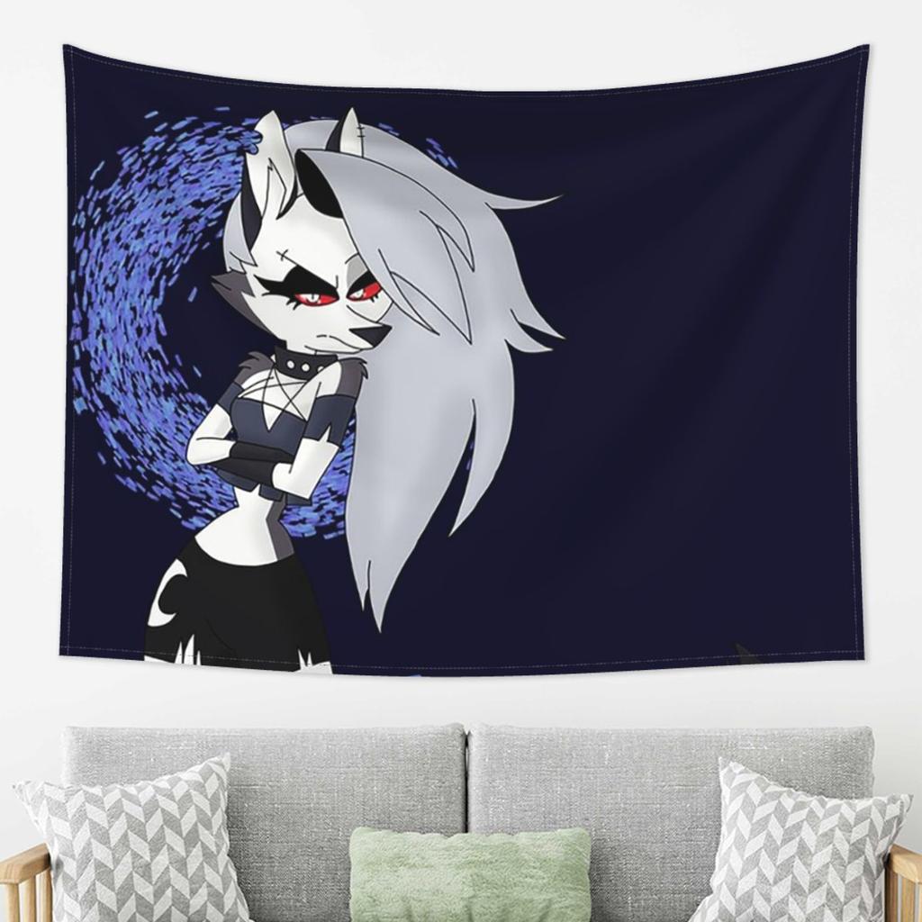 Helluva Boss Loona Tapestry Wall Hanging Aesthetic Home Decor Tapestries for Living Room Bedroom