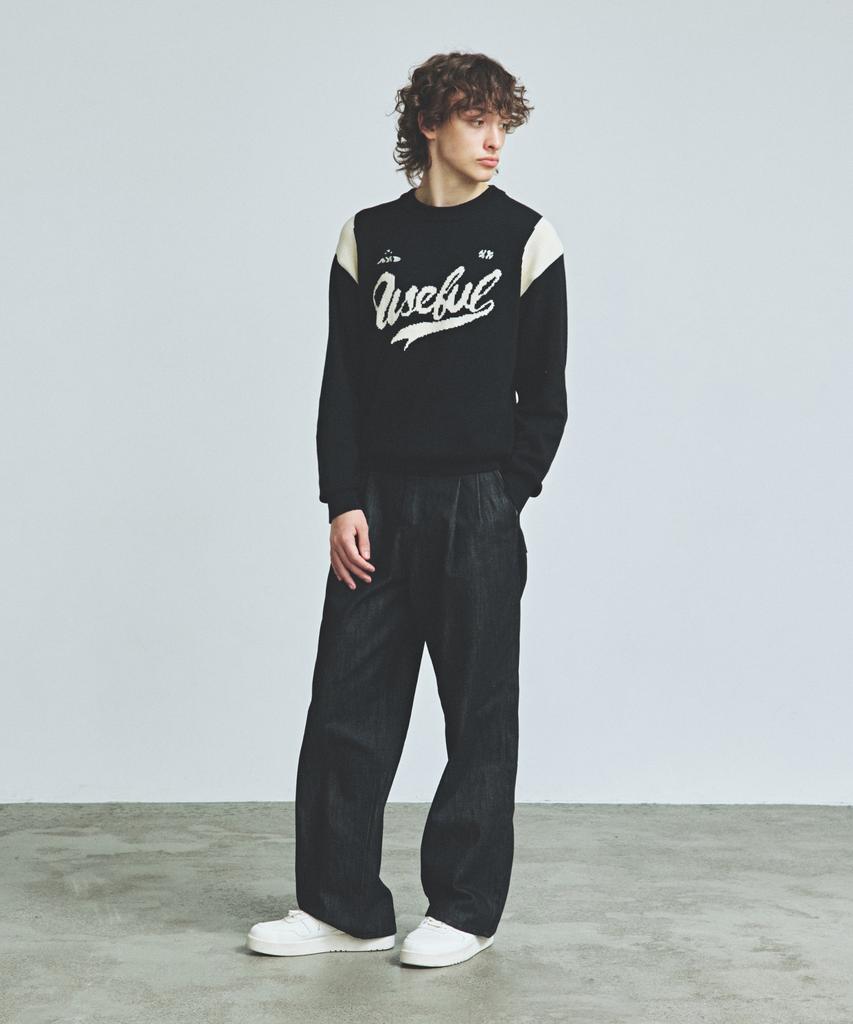 KNITTED Varsity Embroidered Logo Knit Black