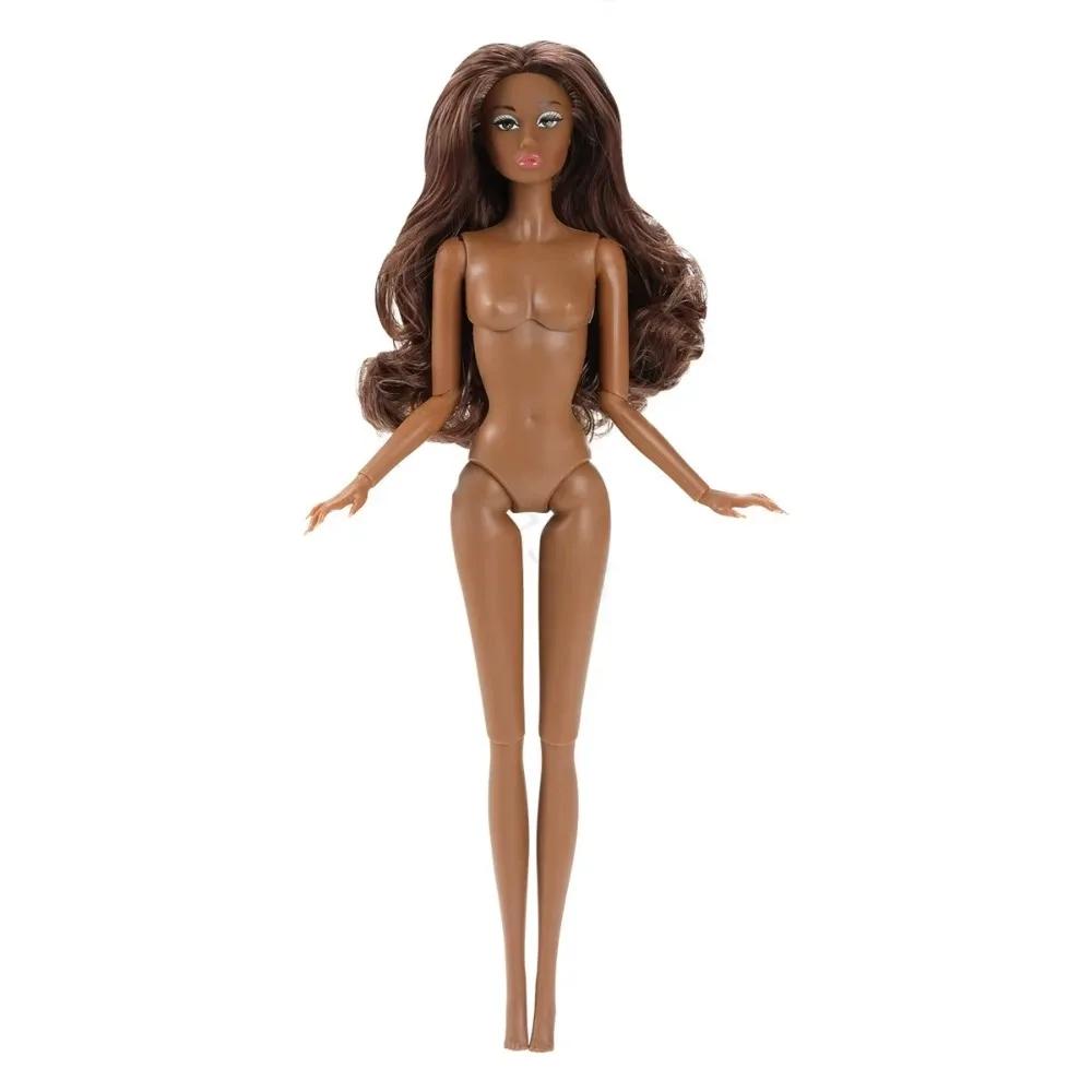 Menina Europeia Supermodelo Pele Escura Cabelo Cacheado Nude 16 Modelos Vestir Figura de Ação 32cm Corpo DIY