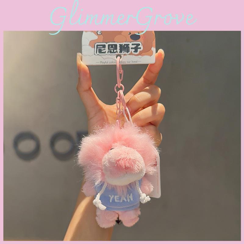 Cute Letter Embroidered Hoodie Nien Lion Plush Toy Pendant Keychain For Bags And Keys
