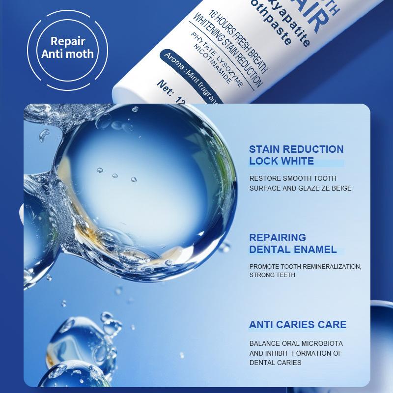 Dentifricio sbiancante all'idrossiapatite, rimozione macchie, alito fresco 120g