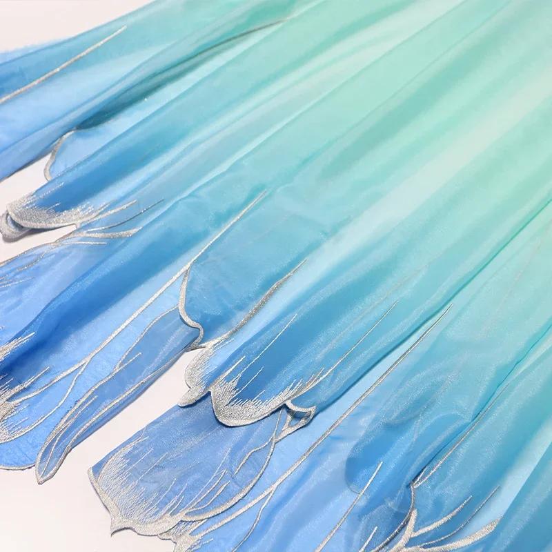 

150X100Cm Gradient Embroidery Lotus Leaf Soft Fabric Diy Hanfu Shirts Doll Cloth Chinese Diy Sewing Craft Organza Tulle Fabric 150X100Cm