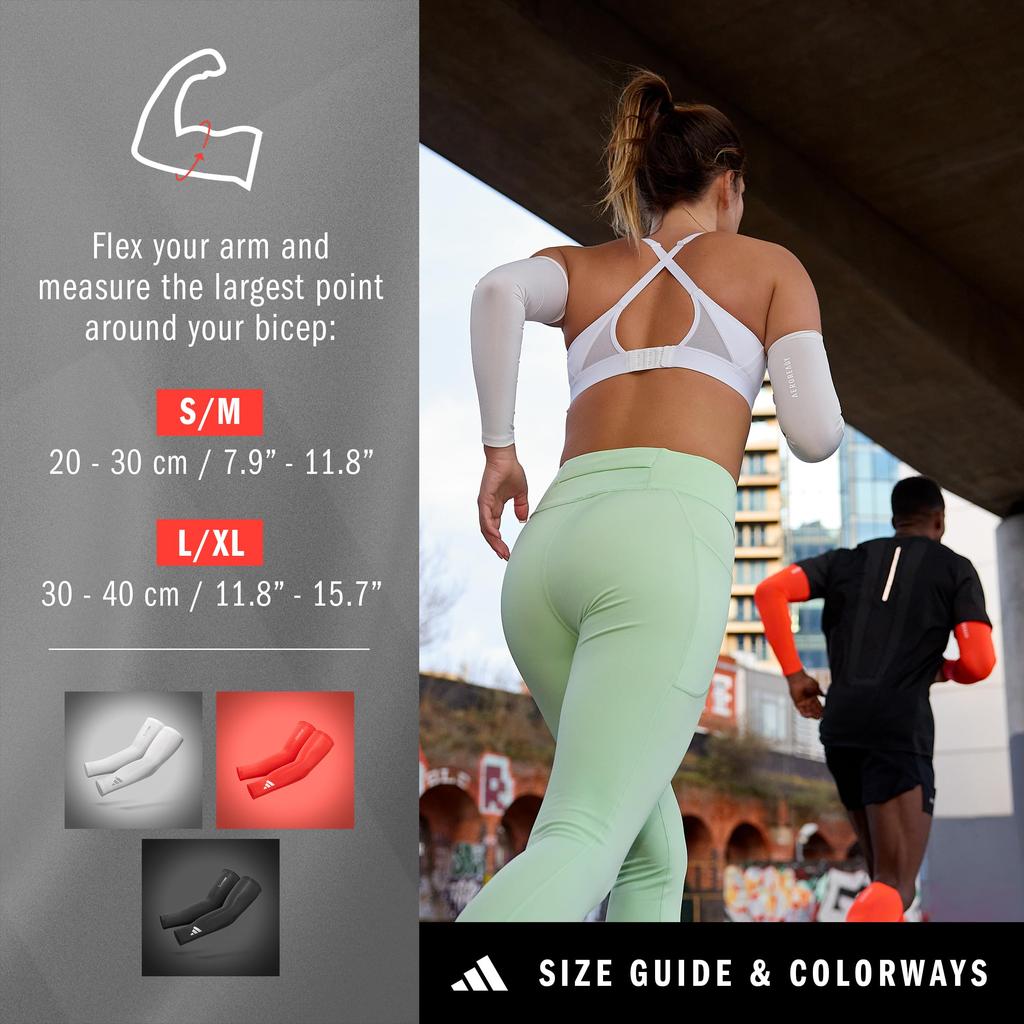 Adidas Compression Arm Sleeve Pack of ClimaCool Material Sizes Warmers, 2, (Breathable, Moisture-Wicking, Quick-Drying), White, S/M (ADSL-13011WH)