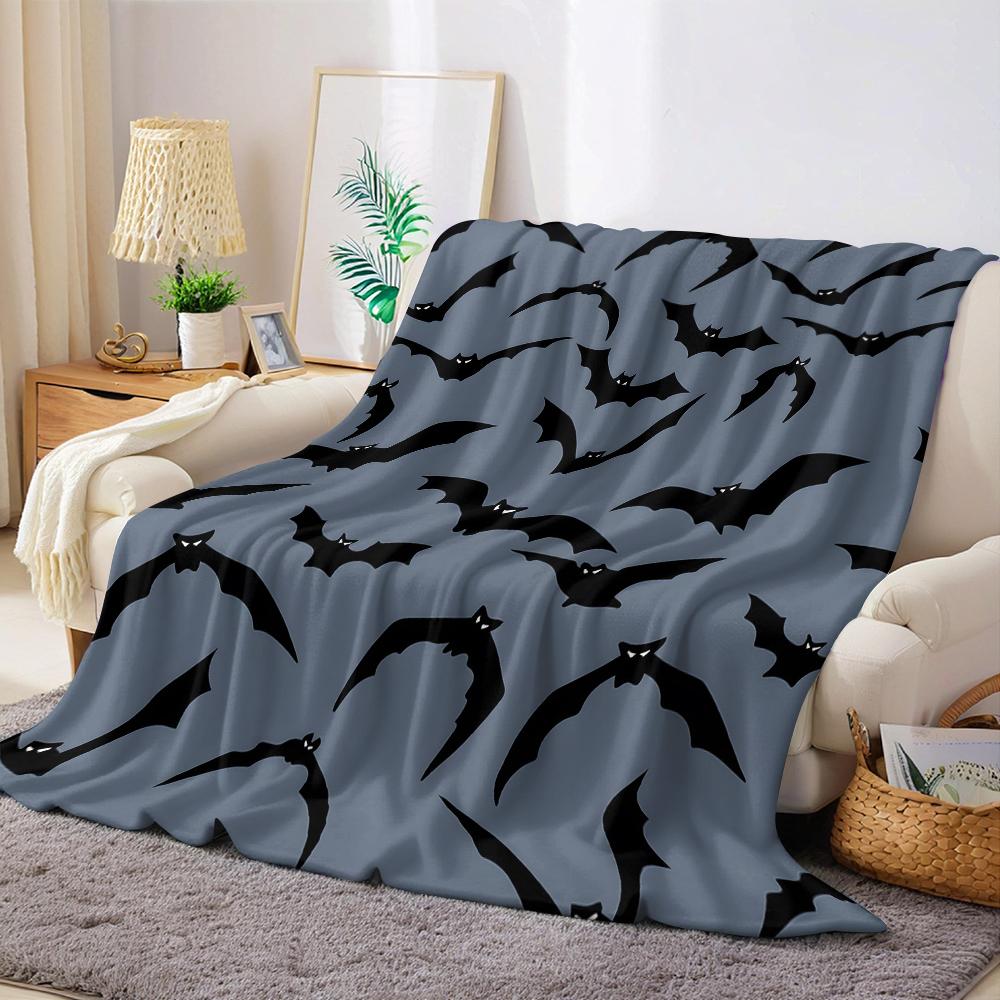 Halloween Bats Flannel Blanket Warm Soft Halloween Christmas Couch Warm Cozy Decorative Decor Gift for All Season 75X95CM