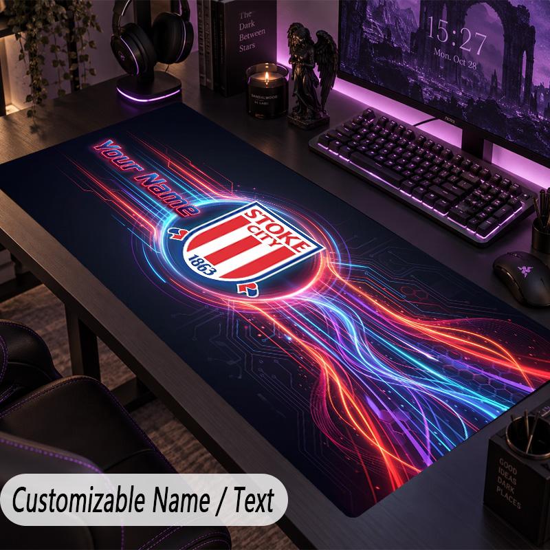 Large Mouse PadStoke City FC Custom Name Text Personalized Desk Mat Non Slip Gaming Pad