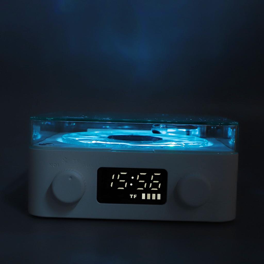 Record Player Style Bluetooth Speaker with Night Light and Time Display 3 In 1 Multifunction Small Stereo Wireless Speaker