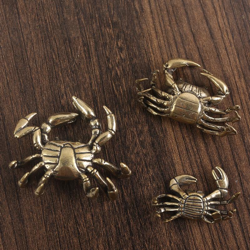 Solid Brass Crab Ornament: Retro Fortune Tea Pet for Home or Office Decor