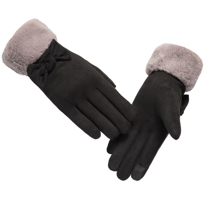 Gloves Winter Cute Student Suede Warm Fleece Thickened