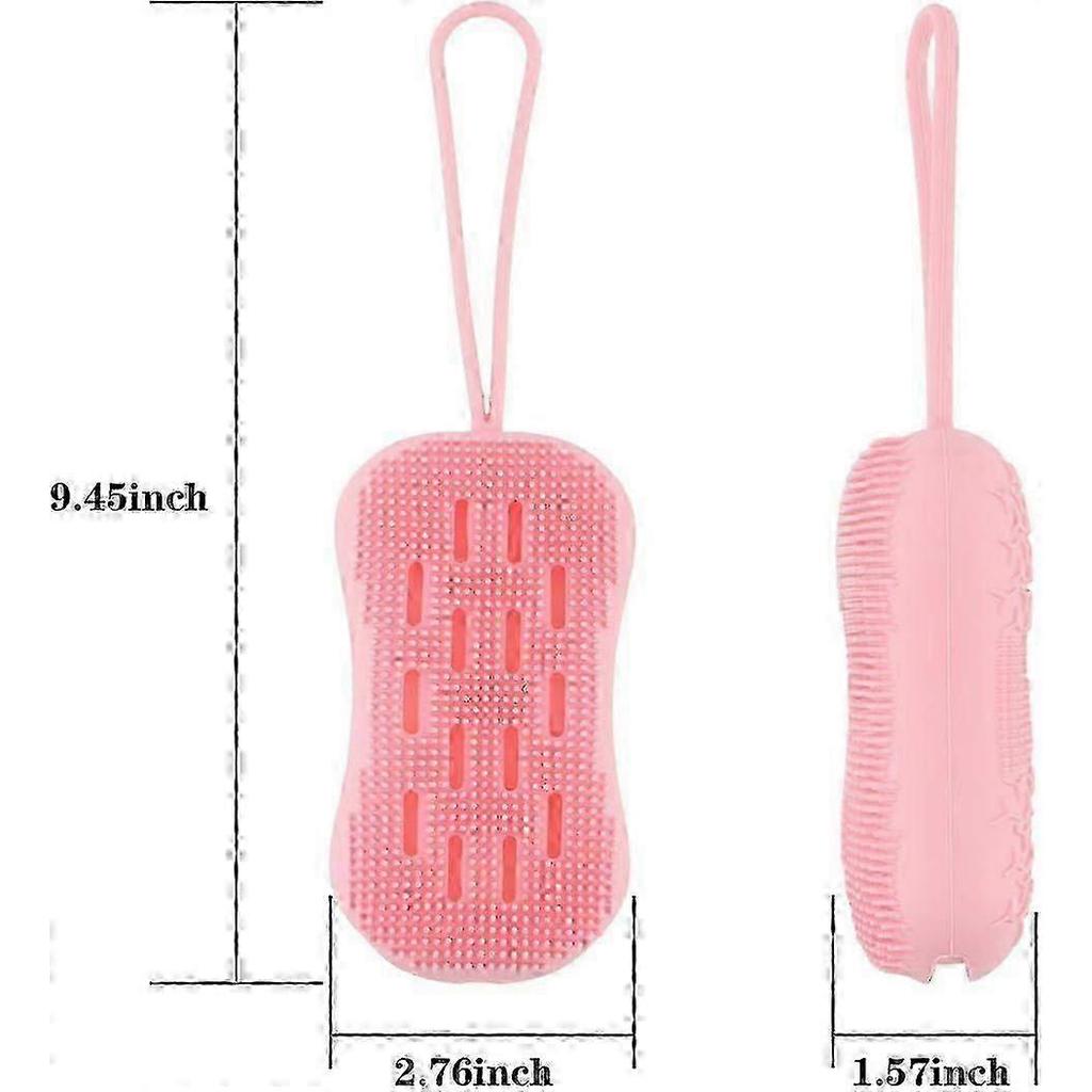 3 Pack Double Sided Silicone Body Scrubber Bath Brush for Deep Cleansing, Exfoliating, Super Soft Si