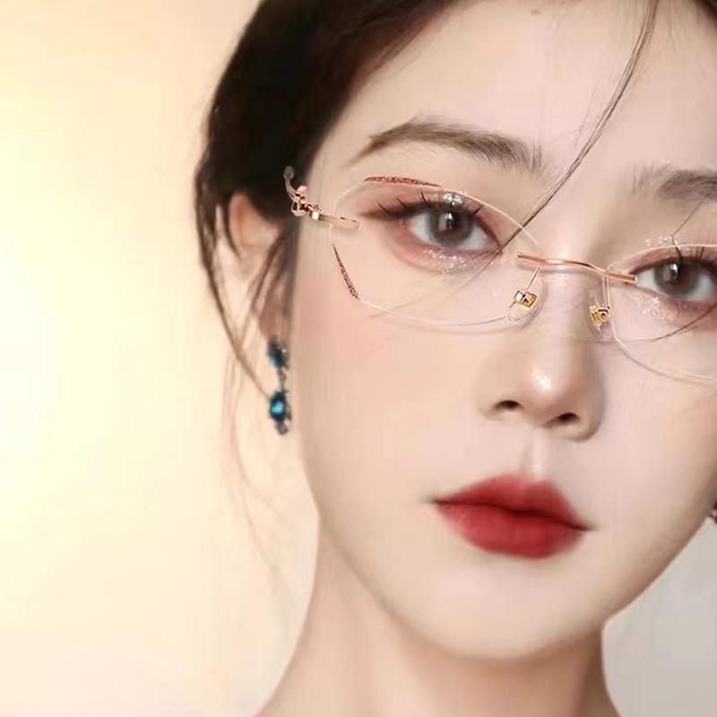 Lady Ultra Light Metal Reading Eyewear Women's Fashion Presbyopic Eyeglasses Diamond Cut Edge Blue Light Reading Glasses Gafas