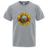 Cool Gun And Rose Pattern Men's Retro Cotton Short Sleeve Summer Fashion Oversized T-shirt For Men Streetwear Tee Tops Unisex