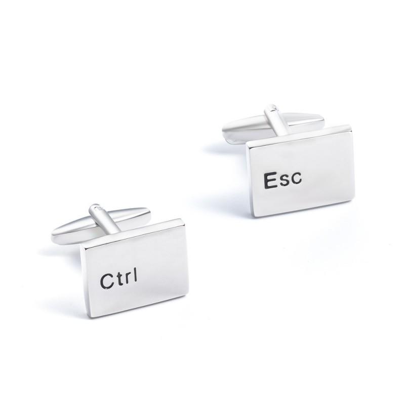 High End Electroplated Silver Rectangular Keyboard With Metal Cufflinks French Pure Natural