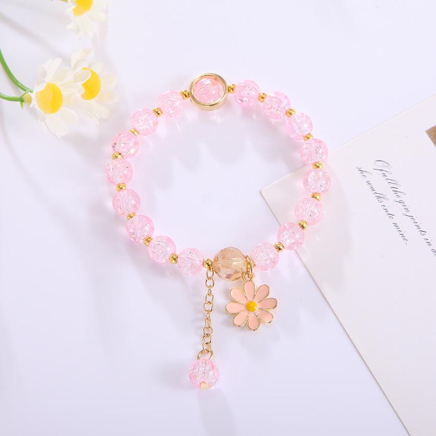 Kristall-Perlen-Blumenarmband - Koreanischer Stil, Geschenk für die beste Freundin, Kleines Gänseblümchen-Design, Frisch und Süß.