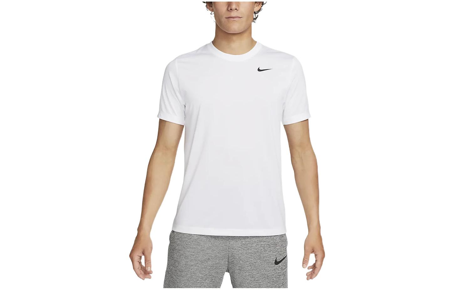 Nike T Shirts Men s White Crew Neck Moderate Straight Fit DX0990-100 S
