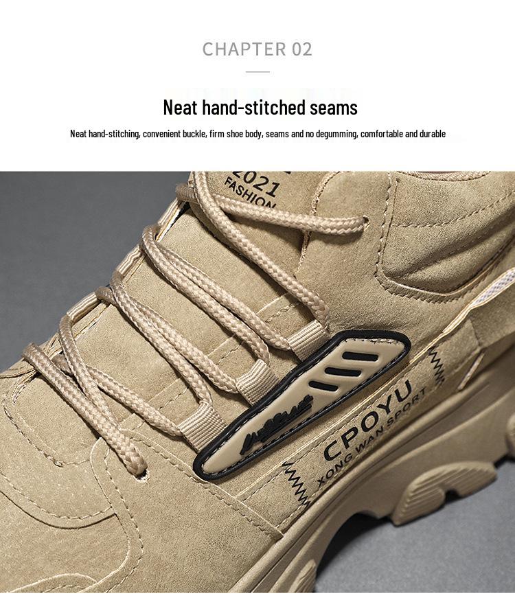 Men's Spring High-Top Breathable Non-Slip Work Shoes - Trendy, Wear-Resistant, All-Match Sports & Leisure Footwear