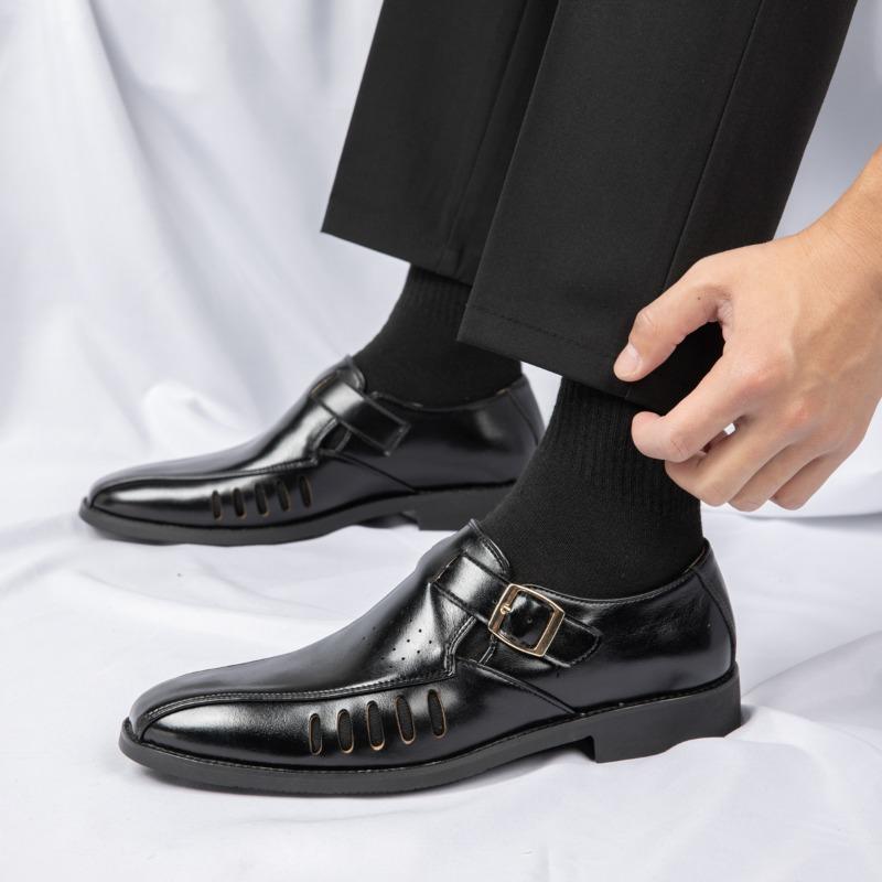 

High Quality Men Leather Shoes Hollow Non Slip Soft Cool Shoes Light Breathable Classic Wearable Trend Casual Leather Sandals 38
