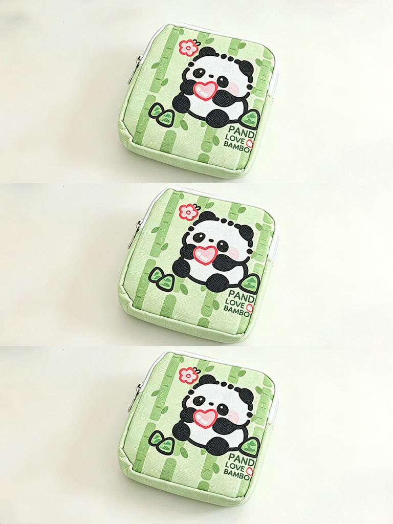 Cute Panda Print Storage Pouch, Portable Organizer for Cables, Cosmetics, Small Items, Travel Must-have