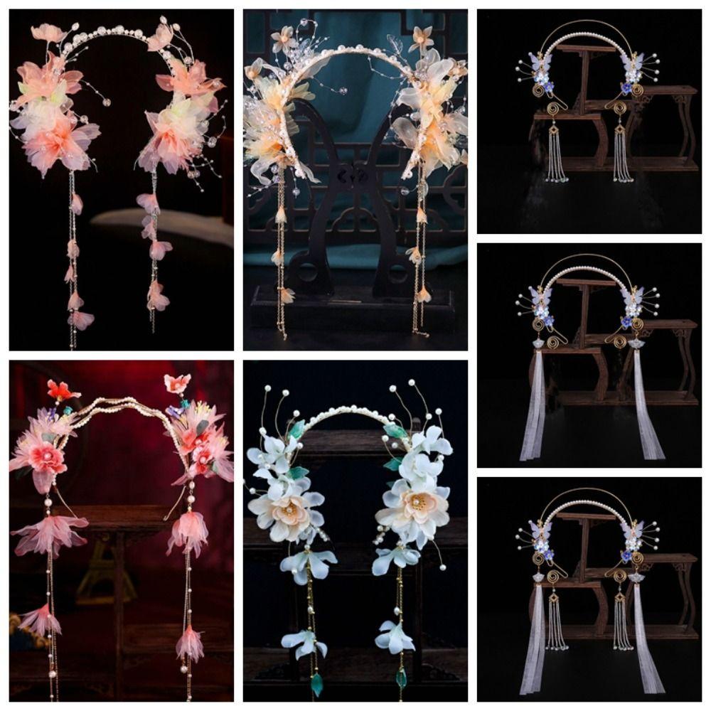 Crystal Chinese Ancient Hairband Beads Swaying Fairy Headwear Hanfu Tassel Hair Hoop  Cheongsam