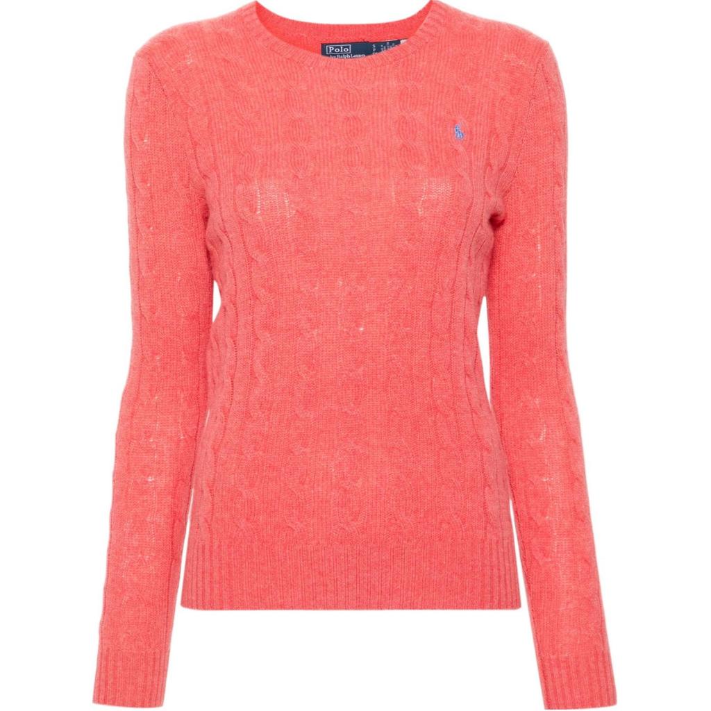 Polo Ralph Lauren Solid Logo Pattern Crew Neck Pullover Long Sleeve Sweater Women sweater Pink 211910421-024