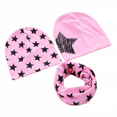 3PCS/Set Children Hat Scarf Decorative Neckerchief Kids Beanie Cap Headgear Printed Dressing Clothing Decoration