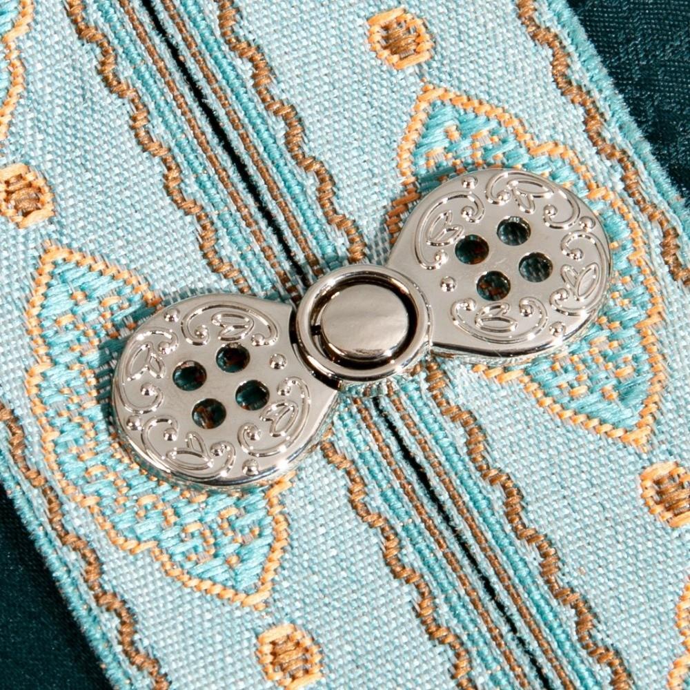 Carved Pattern Metal Frog Fastener Four Hole Garment Decor Button For Cheongsam