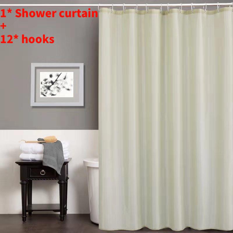 Waterproof Color Solid Polyester Shower Curtain Hooks Set For Bathroom Decor