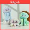Cute Blue Green And Pastel Plush Octopus Keychain With Super Soft Short Fur Design