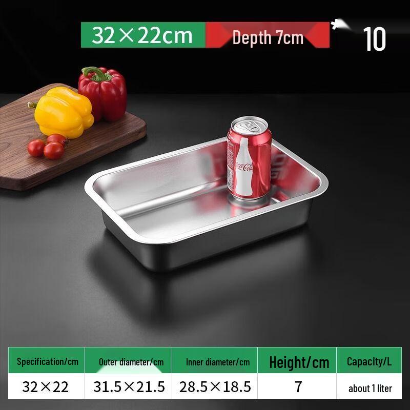 Commercial Stainless Steel Rectangular Deep Serving Tray
