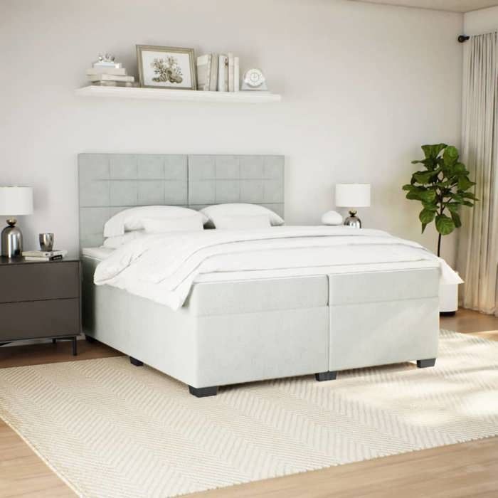 Maison Exclusive - Sommier à lattes de lit et matelas Gris clair 200x200cm Velours