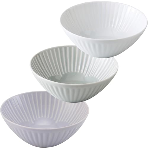 

Hasami ware tableware set Hana Fuwari - Bowl M, small bowl, and plate set of 3. Approx. 14.5cm diameter x 5.5cm height. Japanese tableware, porcelai