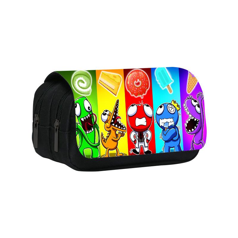 Rainbow Friends Double Layer Pencil Case With Large Capacity For Students And Kids