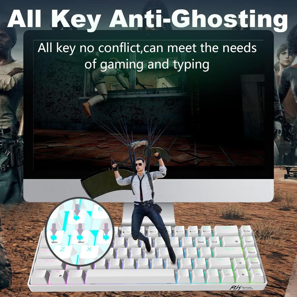 RK ROYAL KLUDGE RK68 Wired 65% Mechanical Keyboard, RGB Backlit Ultra-Compact 60% Layout 68 Keys Gaming Keyboard, Hot Swappable Keyboard with