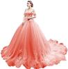 One-word Shoulder Tutu Dress Wedding Dress Birthday Party Art Test Performance Long Trailing Dress