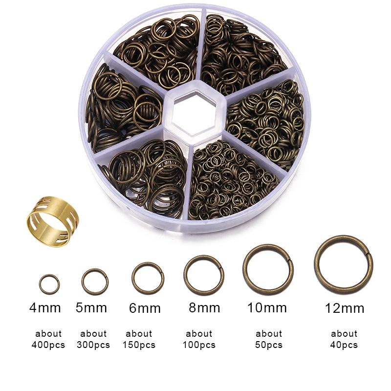 1040pcs Boxed Iron Jump Rings for DIY Handmade Jewelry - Single Loop / Closed Rings