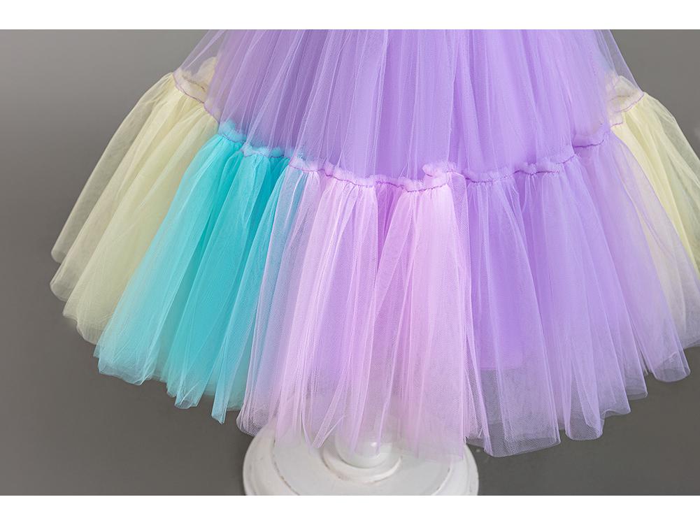Children's Color Block Mesh Princess Dress for Special Occasions