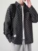 Men's Plaid Denim Jacket - Casual Loose Fit, Long Sleeve, Plus Size, Trendy Fall/Spring Style.