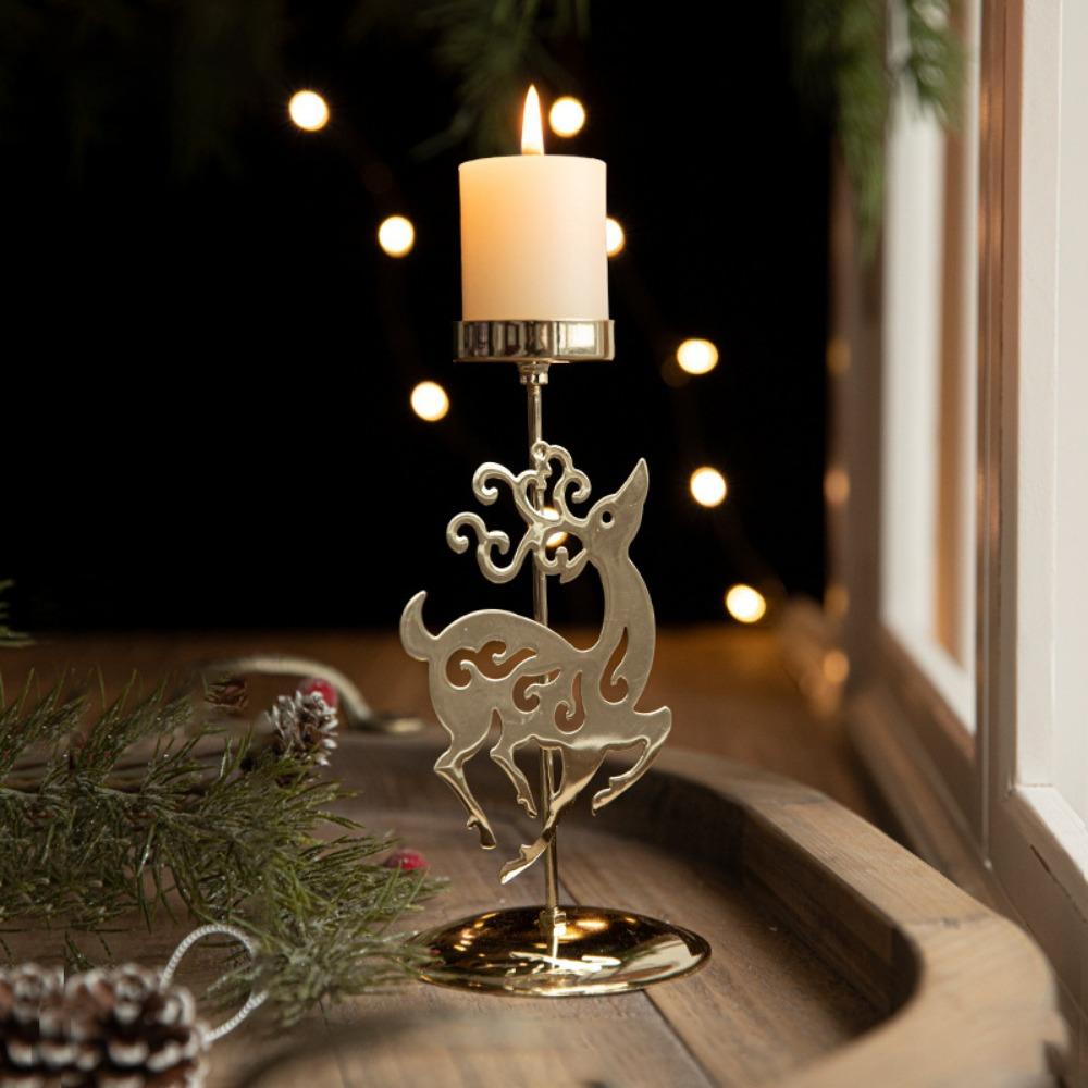 Decorative Xmas Tealight Holder Elk Christmas Candlestick  Wedding Party