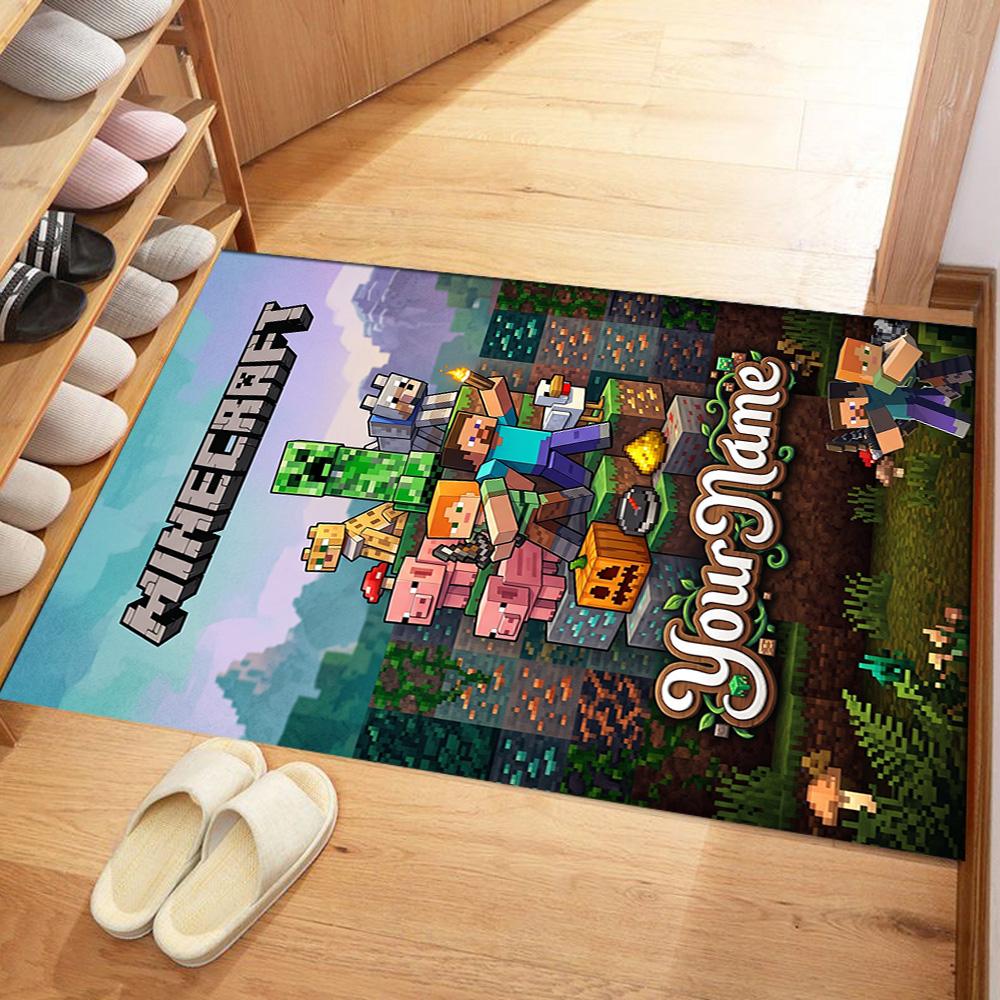 Minecraft Customizable Name Area Rug Perfect For Living Rooms Dormitory Dining Room Balcony Antislip Rug Office Home Decor Wedding Party Gift