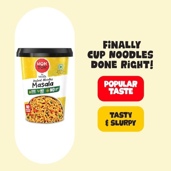 VEEBA Wok Tok Instant Cup Masala Noodles | Made with no palm oil| no maida | no added MSG, 92.5 gram