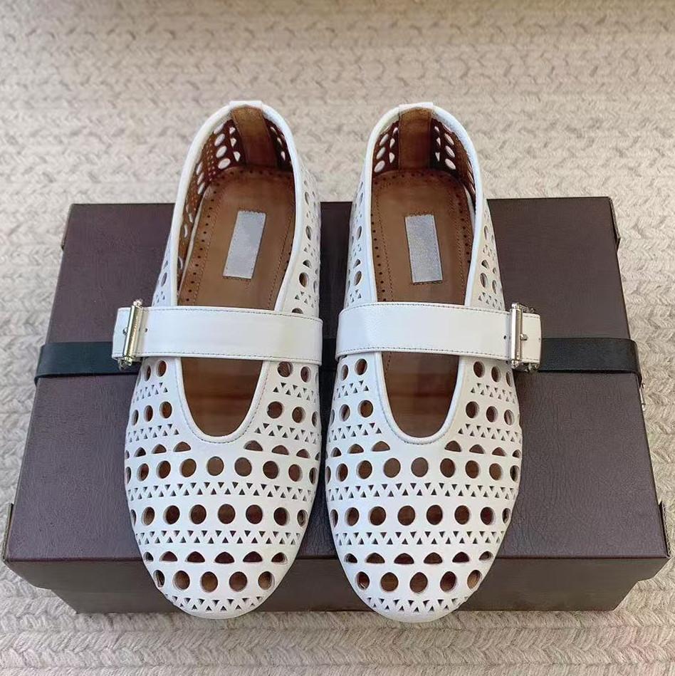 Fashion Hollow Leather One Button Flat Ballet Shoes Mary Jane Shoes Trendy New Autumn Edition